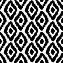 Black ink rhombuses isolated on white background. Cute monochrome geometric seamless pattern. Vector simple flat graphic hand drawn illustration. Texture.