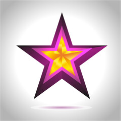 Shiny Gold Star. Christmas Illustration for design on white background