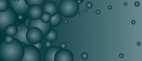 Blue sea background with bubbles in the form of circles with place for text. Flat cartoon vector for creating cover or web screensaver.