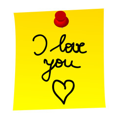 Post-it note with i love you isolated on white background