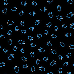 Line Ship bell icon isolated seamless pattern on black background. Vector