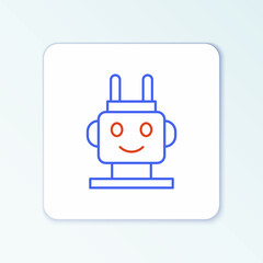 Line Robot toy icon isolated on white background. Colorful outline concept. Vector
