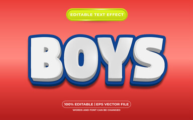 Editable text effect boys template style