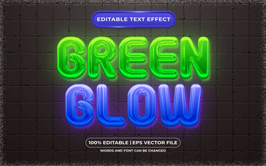 Editable text effect green glow template style