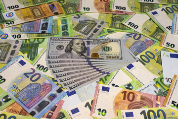 Euro and dollars banknotes