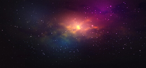 Space galaxy background. Realistic vector cosmos illustration