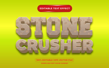 Editable text effect stone crusher cartoon style