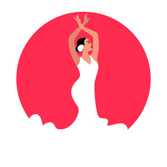 Vector Illustration Spanish flamenco dancer. - obrazy, fototapety, plakaty