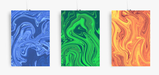 Trendy cover design with liquid background. Marble vector texture