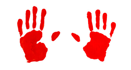 Illustration with blooded hands isolated on white