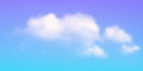 Naklejka na ściany i meble Realistic vector blue sky with white clouds illustration