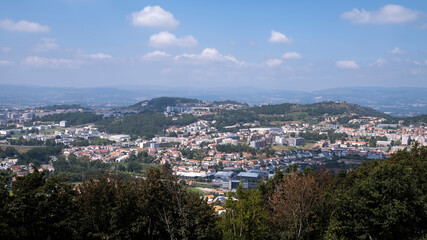 Panorama of Braga city, view from the hill of Bom Jesus do Monte church. Portugal.