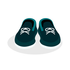 Dark sneakers on an isolated background. Vector illustration of bright shoes. Flat design.