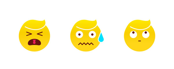 Tense, crying, cold sweat and looking up emoji. Emoticon vector icon set. Save icon vector. Editable rowset. Colored icon set. Logo-web, icon design element.