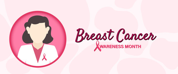 Breast cancer awareness month banner website animated illustration