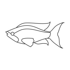 Tropical fish vector outline icon. Vector illustration exotic aunafish on white background. Isolated outline illustration icon of tropical fish .