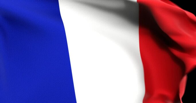 Flag of France Waving 3D Animation Close up, 4K UHD 60 FPS 
