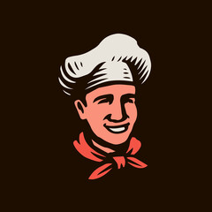 Chef with hat vector illustration. Restaurant logo