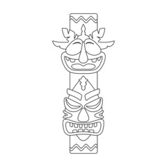 Fototapeta na wymiar Totem tribal vector outline icon. Vector illustration mask of idol on white background. Isolated outline illustration icon of totem tribal .