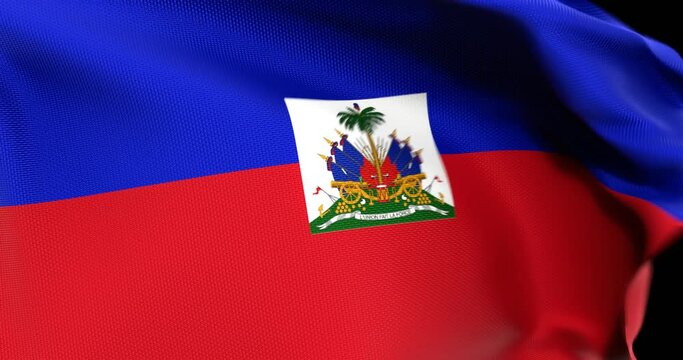 Flag of Haiti Waving 3D Animation Close up, 4K UHD 60 FPS 