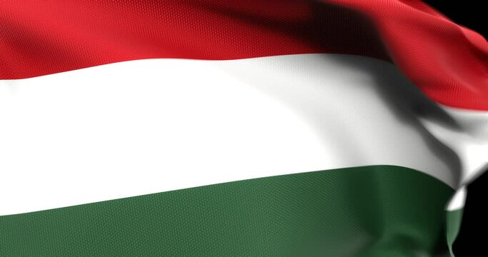 Flag of Hungary Waving 3D Animation Close up, 4K UHD 60 FPS 