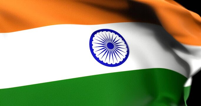 Flag of India Waving 3D Animation Close up, 4K UHD 60 FPS 