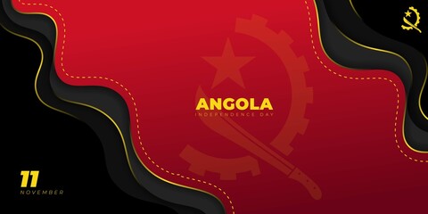 Red and black Abstract background with machete and gear for angola flag design. Angola Independence day background.