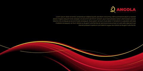 Waving Red and yellow color design with black background. Angola Independence day background. - obrazy, fototapety, plakaty
