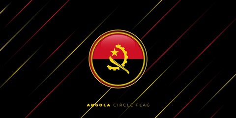 Angola Circle flag design with yellow and red light lines. Angola Independence day background.