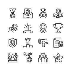 Award line icons. Set of outline symbols, simple graphic elements, modern linear style black pictograms collection. Vector line icons set