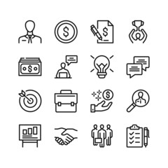 Business line icons. Set of outline symbols, simple graphic elements, modern linear style black pictograms collection. Vector line icons set
