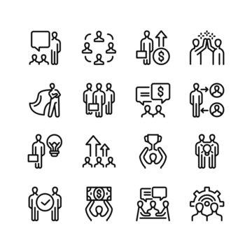 Business people line icons. Set of outline symbols, simple graphic elements, modern linear style black pictograms collection. Vector line icons set