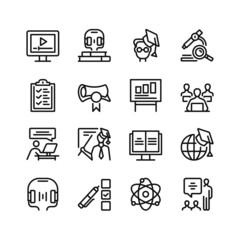
Online education line icons. Set of outline symbols, simple graphic elements, modern linear style black pictograms collection. Vector line icons set
