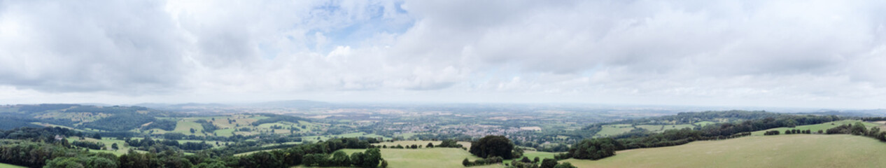 Fototapeta premium english landscape image from the air of Cotswolds countryside