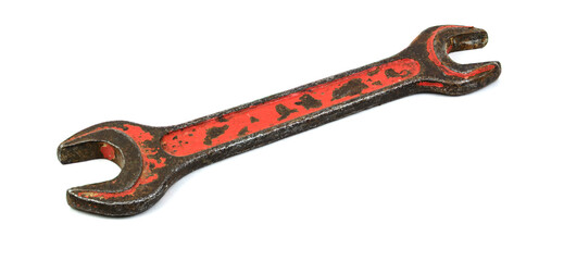 An old wrench on a white background