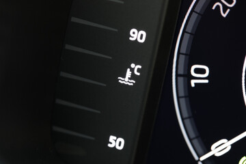 .electronic dashboard in car engine oil temperature - Image
