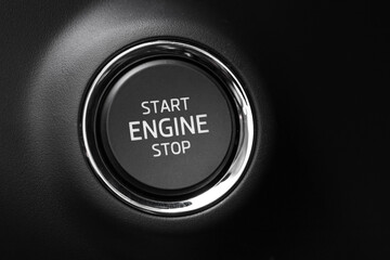 Button engine start stop. Button on and off the engine. - Image