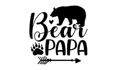 Bear papa, poster or banner template with necktie and gift box on blue background, Greetings and presents for in flat lay styling, inner Background for Posters, Flyers, Marketing, Greeting Cards