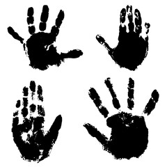 Handprints of palms of child, set. Vector illustration.