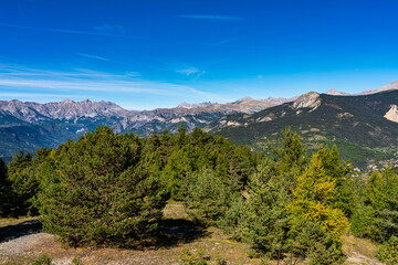 Panoramic view of the Mercantour National Park near Valberg, French Alps