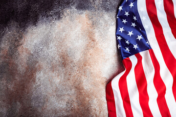 American flag on grunge background  - Image