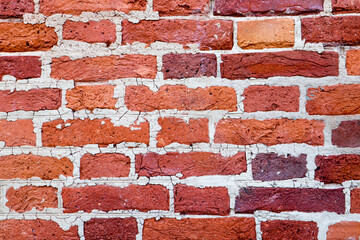 red old brick wall background close up
