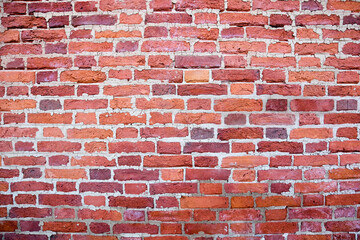 red old brick wall background close up