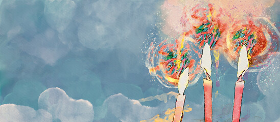 All Saints Day. Watercolor christian background.