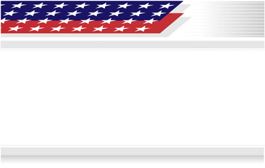 American flag symbols red blue patriotic frame banner with space for text.