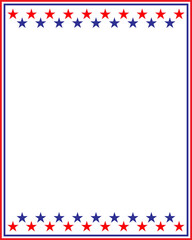American frame with flag symbols stars red blue patriotic border with space for text.