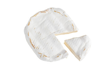 Camembert on a white background. Camembert cheese close-up on a white background.