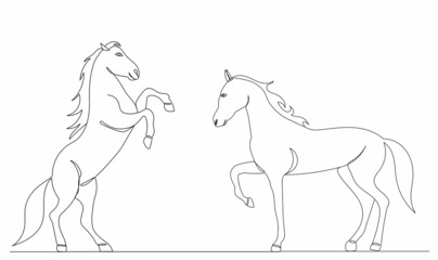 one line drawing horse vector