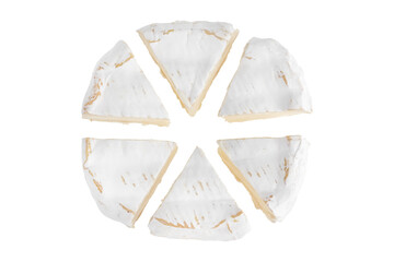 Camembert on a white background. Camembert cheese close-up on a white background.
