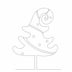 one line drawing christmas tree vector
